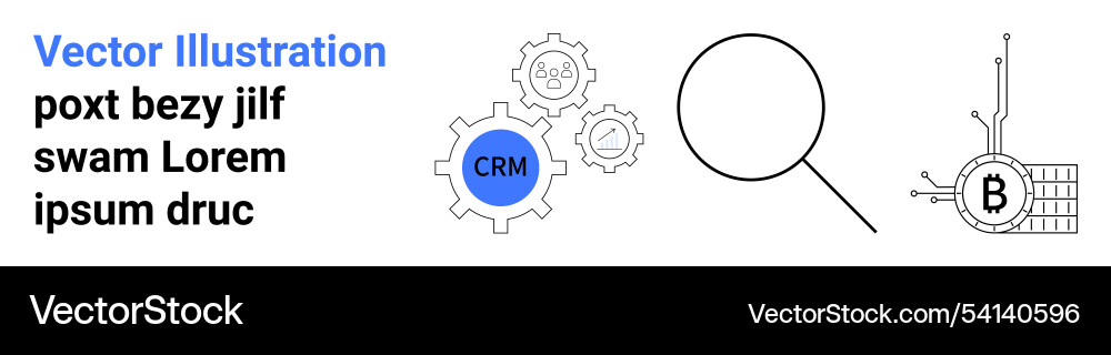 Seo and crm gears blockchain technology Seo and crm gears blockchain technology vector image