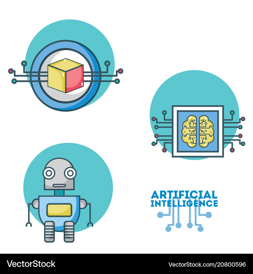 Set of artificial intelligence Set of artificial intelligence Vector Image