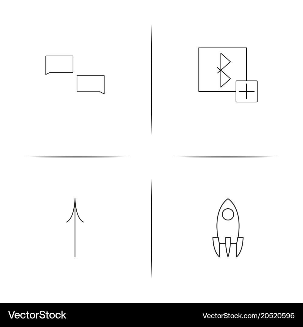 User interface simple linear icons set outlined vector image