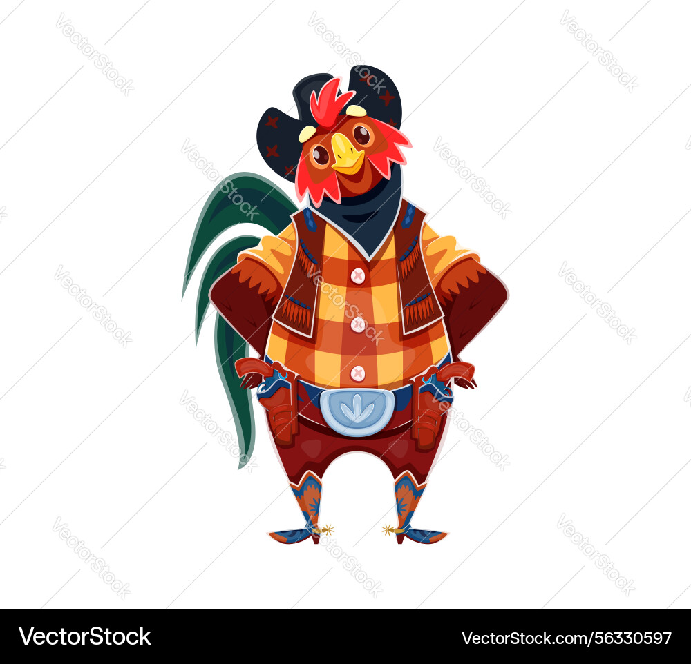 Cartoon rooster Cowboy Bandit oder Western Sheriff Cartoon rooster Cowboy Bandit oder Western Sheriff vektorbild