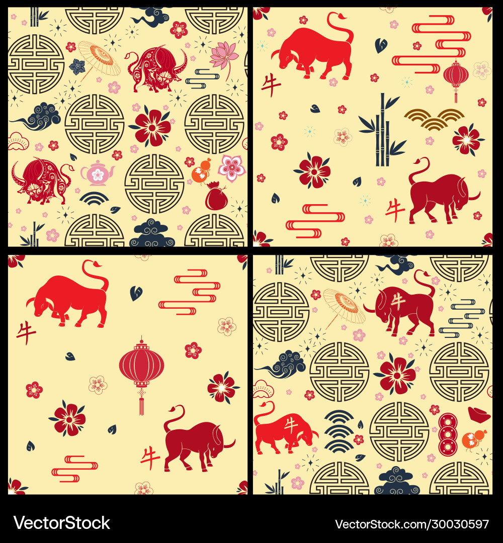 Chinese new year 2021 seamless pattern Chinese new year 2021 seamless pattern vector image