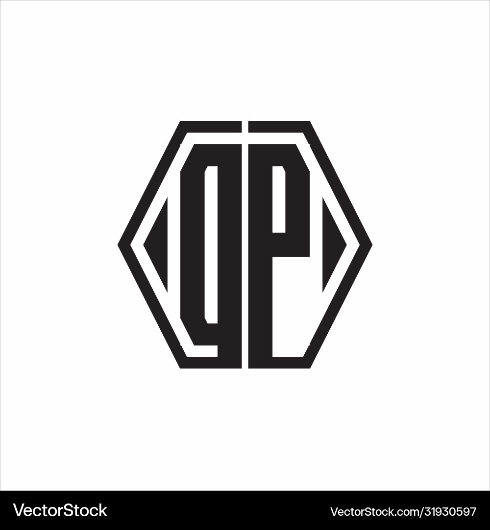 Dp logo monogram with hexagon line rounded design Vector Image