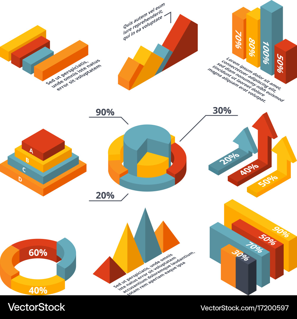 Isometric diagrams for business infographic Vector Image