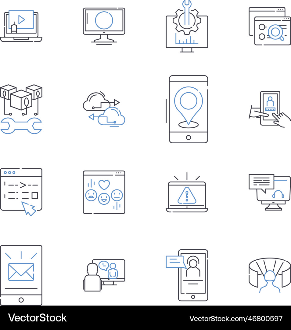 Keyboard line icons collection typing keys Keyboard line icons collection typing keys vector image