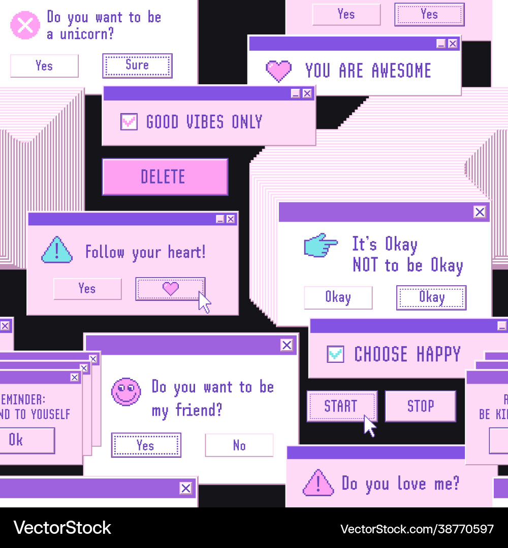 Old computer aestethic 1980s -1990s seamless Vector Image