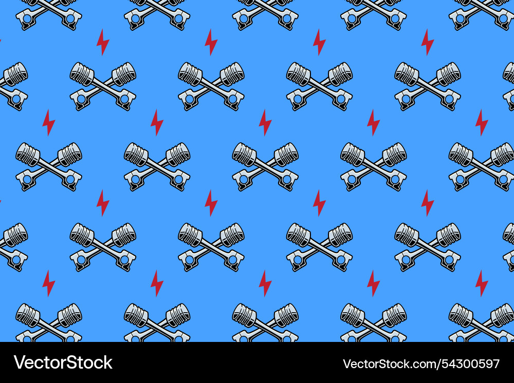Piston crossed with lightning pattern background Vector Image