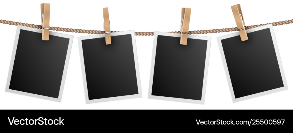 Retro Photo Frames on Rope vector image