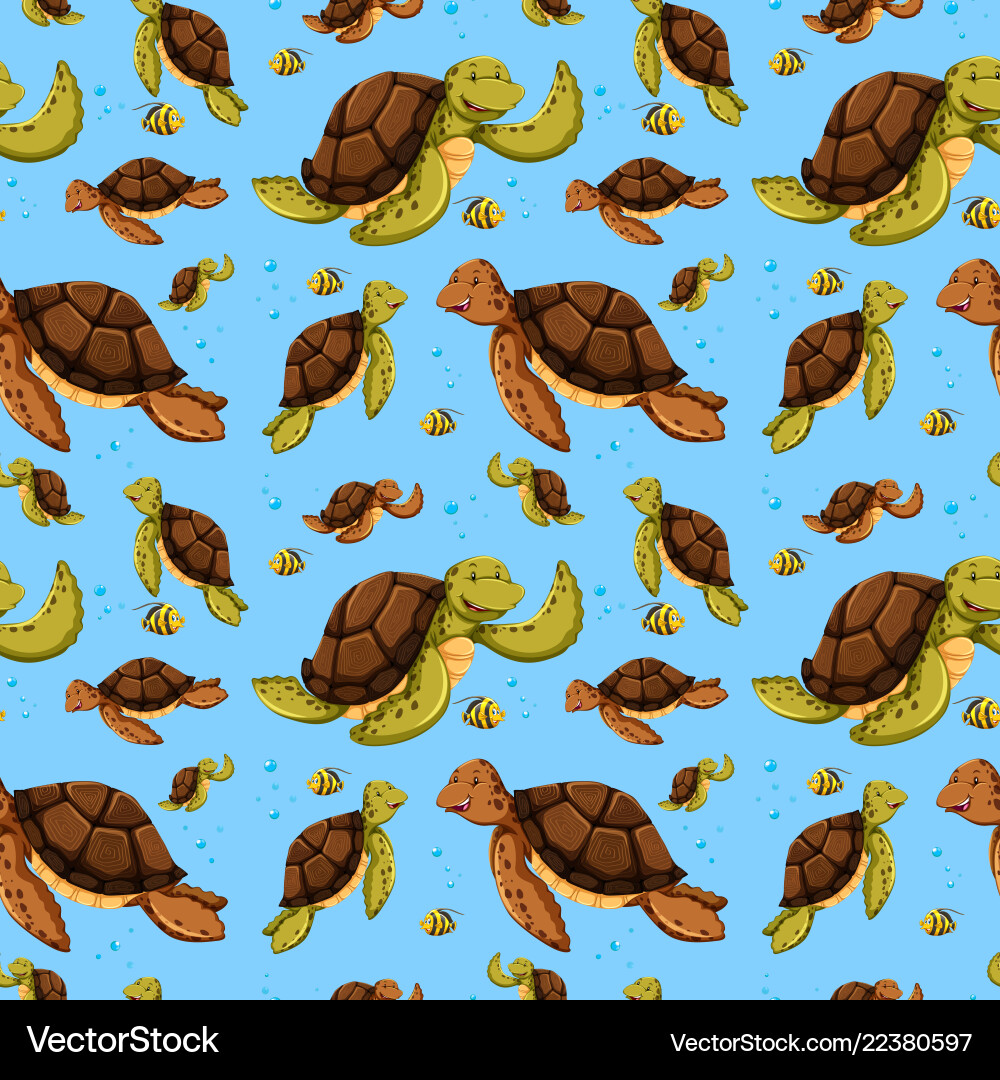Sea Turtle Seamless Pattern vector image