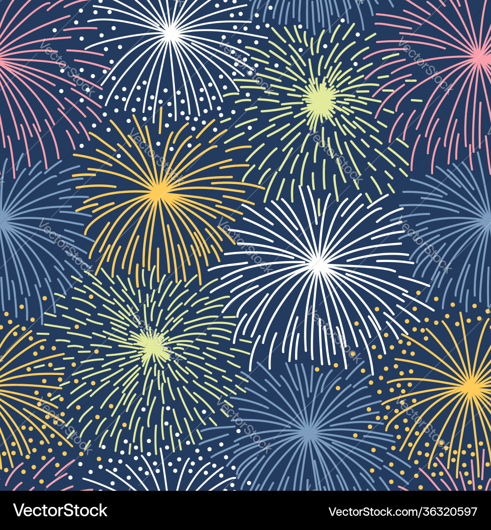 Seamless pattern with colorful fireworks Seamless pattern with colorful fireworks vector image