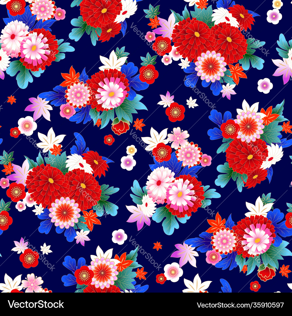 Seamless pattern with floral motif vector image