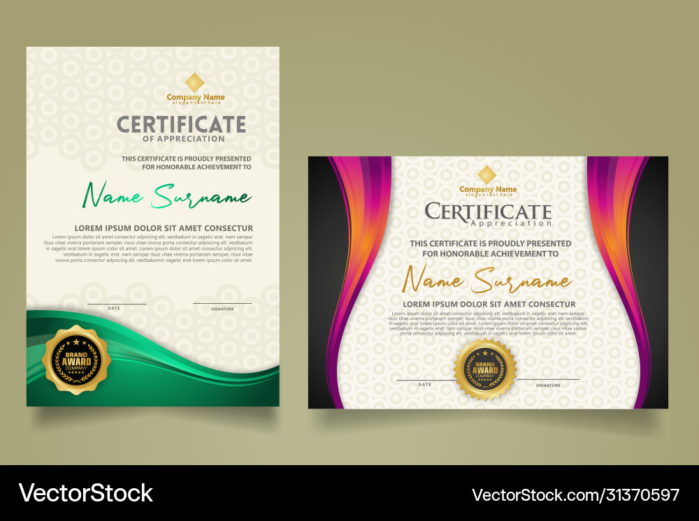 Set modern certificate template with flow lines Set modern certificate template with flow lines vector image
