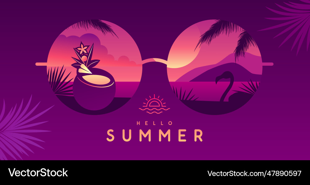 Sommer Hintergrund mit Brille und Landschaft Sommer Hintergrund mit Brille und Landschaft vektorbild
