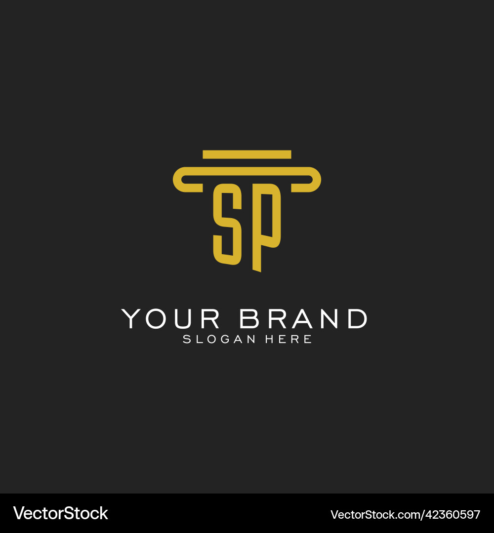 Sp initial logo with simple pillar style design Vector Image