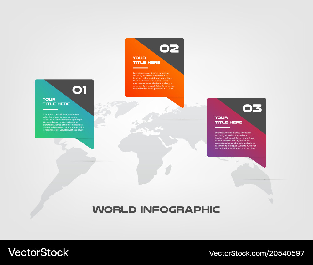 World map color infographics step Royalty Free Vector Image