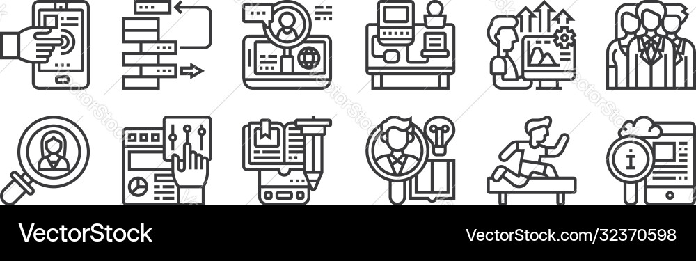 12 set linear digital transformation icons 12 set linear digital transformation icons vector image