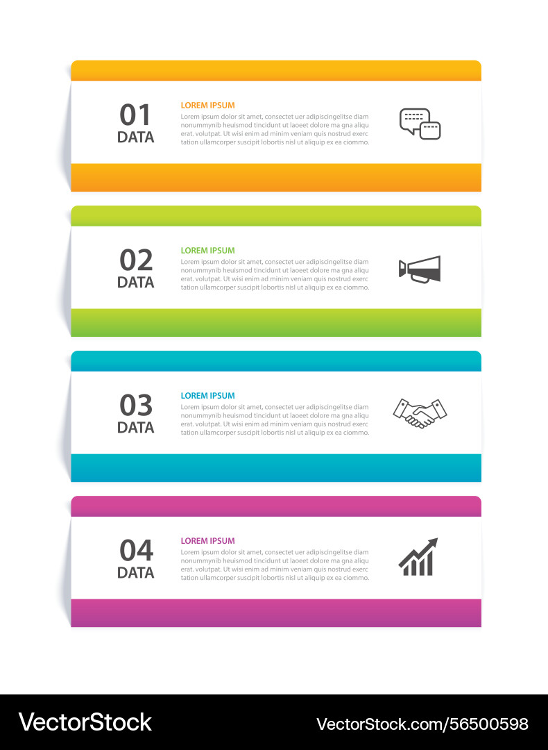 4 data infographics rectangle tab index template 4 data infographics rectangle tab index template vector image