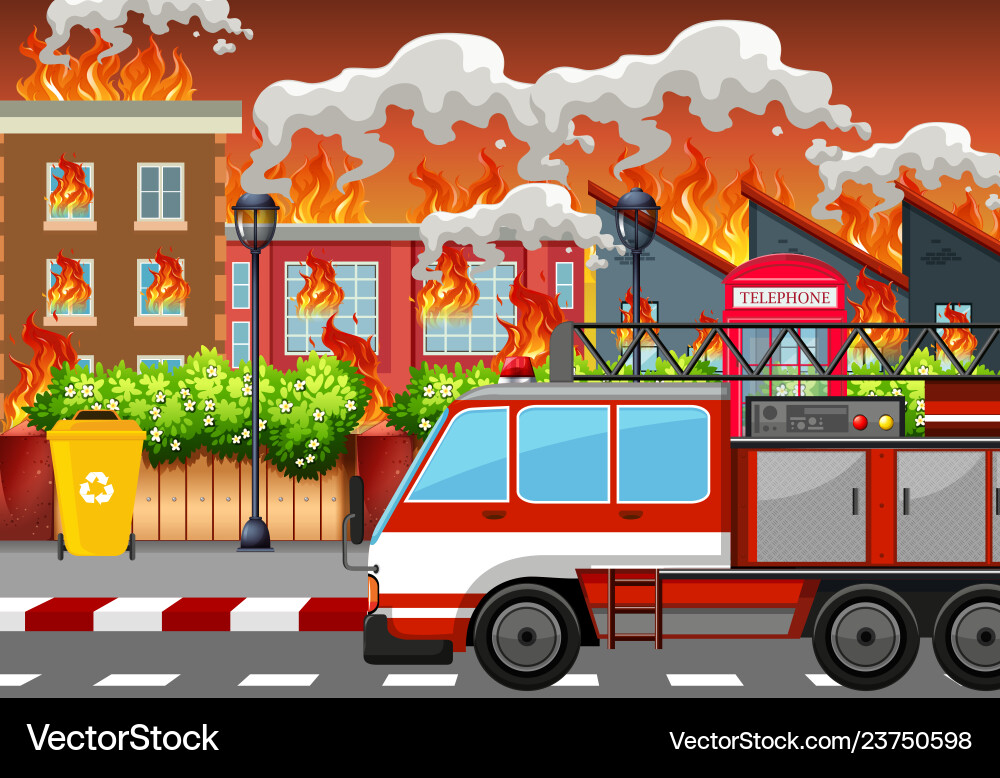 A village on fire vector image