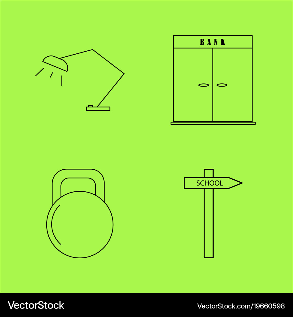 Basic content simple linear outline icon set vector image
