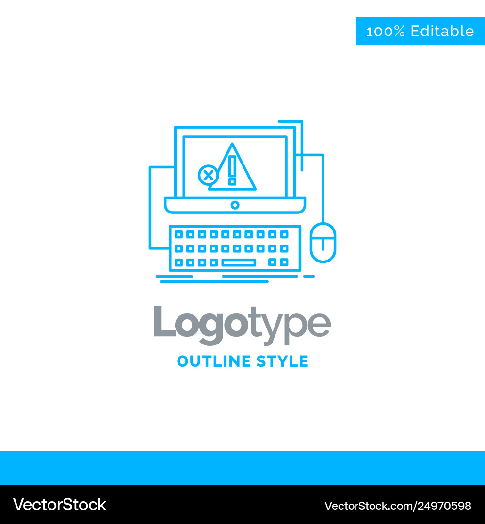 Blue logo design for computer crash error failure Blue logo design for computer crash error failure Vector Image
