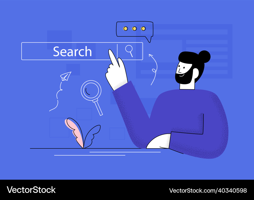 Character searching information on internet Character searching information on internet vector image