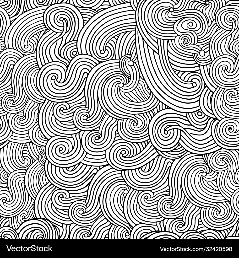 Curly Line Pattern - Abstract Swirl vector image