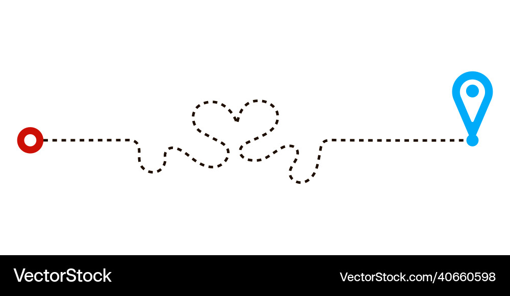 Dashed paths in shape heart routes isolated Dashed paths in shape heart routes isolated vector image