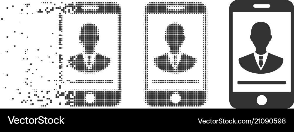 Decomposed pixel halftone mobile manager contact Decomposed pixel halftone mobile manager contact vector image