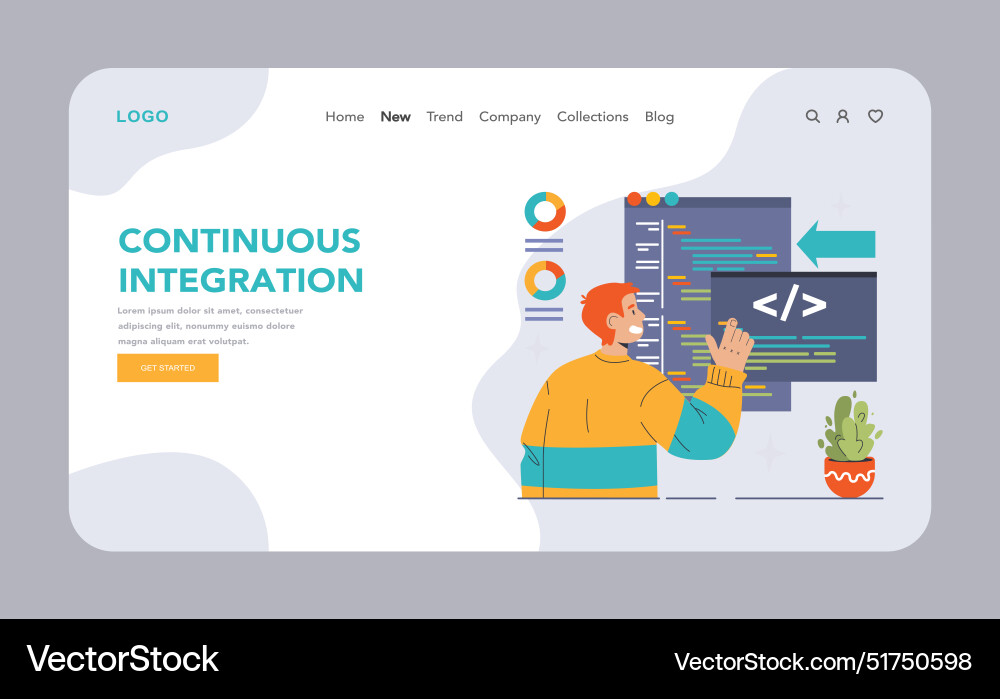 Devops web banner or landing page software Devops web banner or landing page software vector image