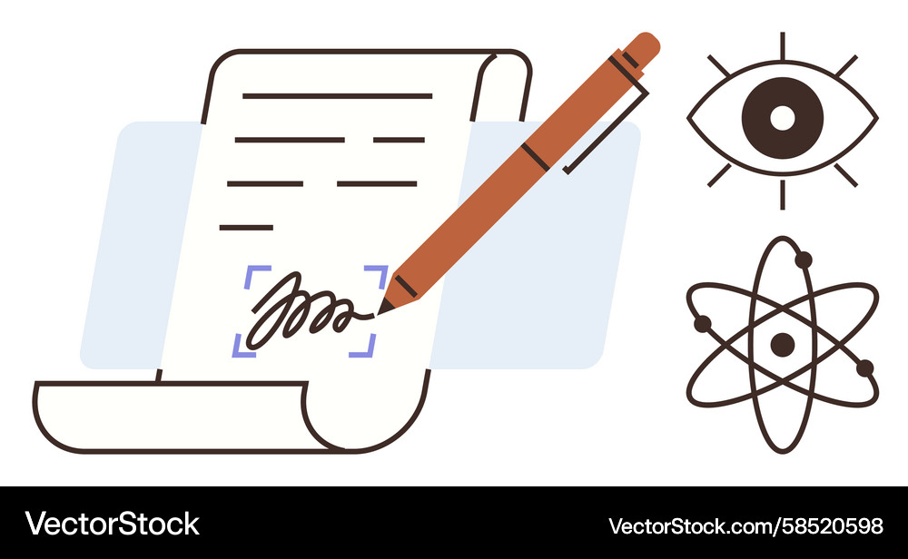 Digital Contract Signing - Secure Signature Vector Image