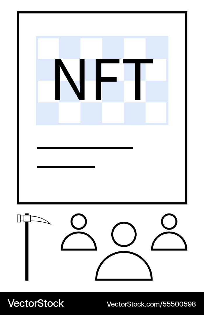 Digital nft asset concept with blockchain mining Digital nft asset concept with blockchain mining vector image