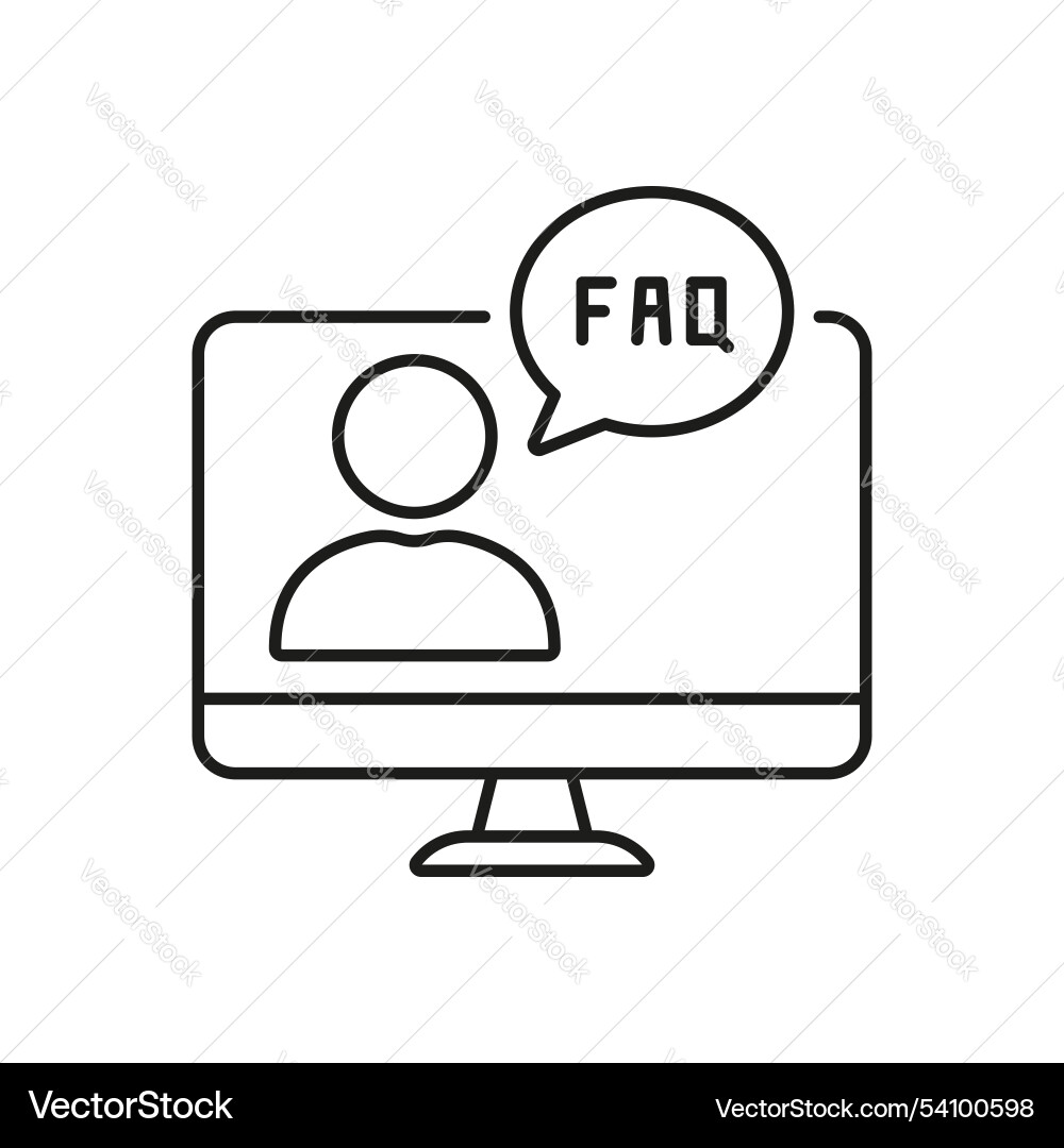 Faq sign in speech bubble on desktop computer Faq sign in speech bubble on desktop computer vector image