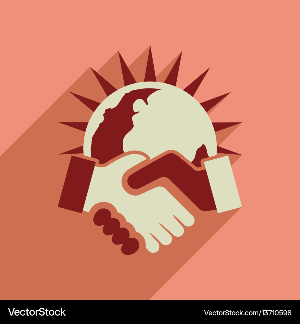 Flat web icon with long shadow handshake Flat web icon with long shadow handshake vector image