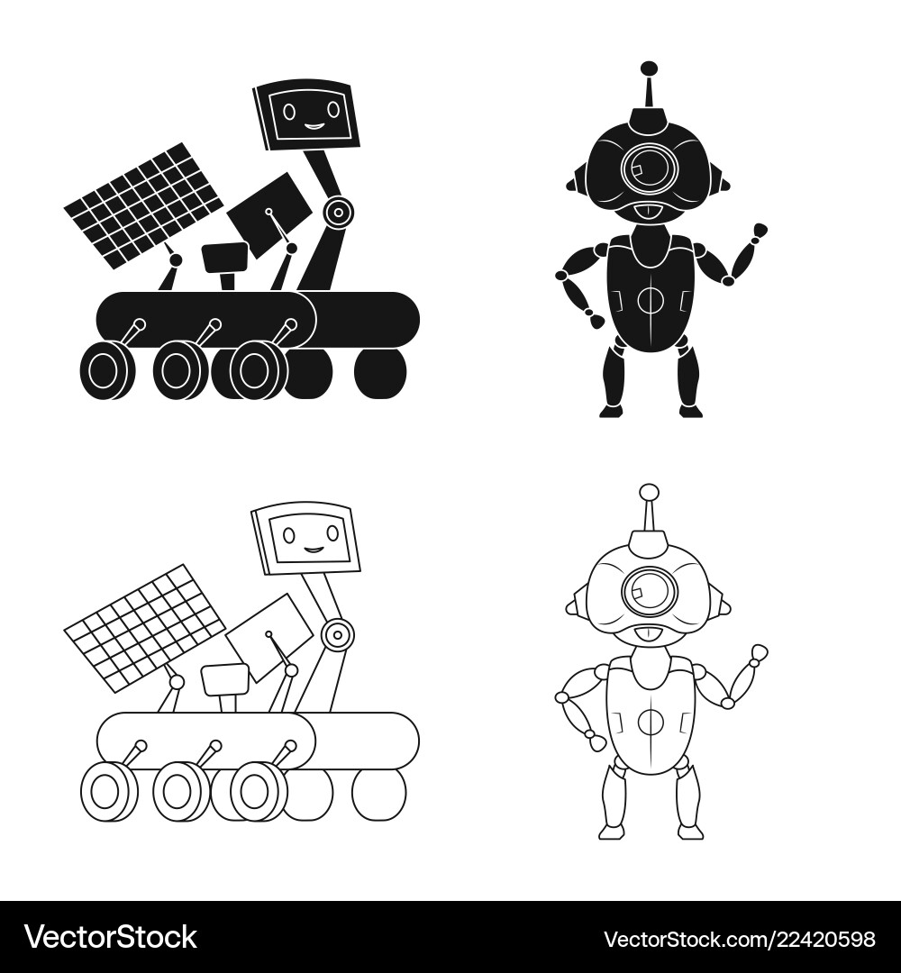 Isolated object of robot and factory symbol set Isolated object of robot and factory symbol set vector image