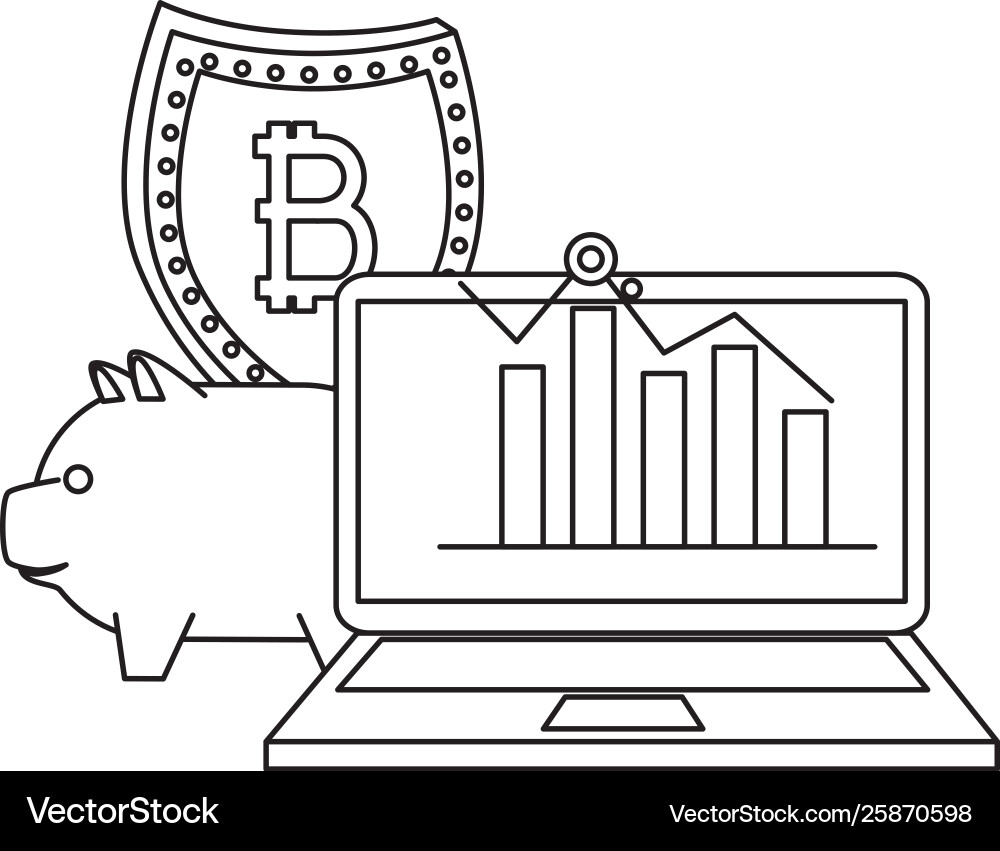 Laptop computer with bitcoin commerce Laptop computer with bitcoin commerce vector image