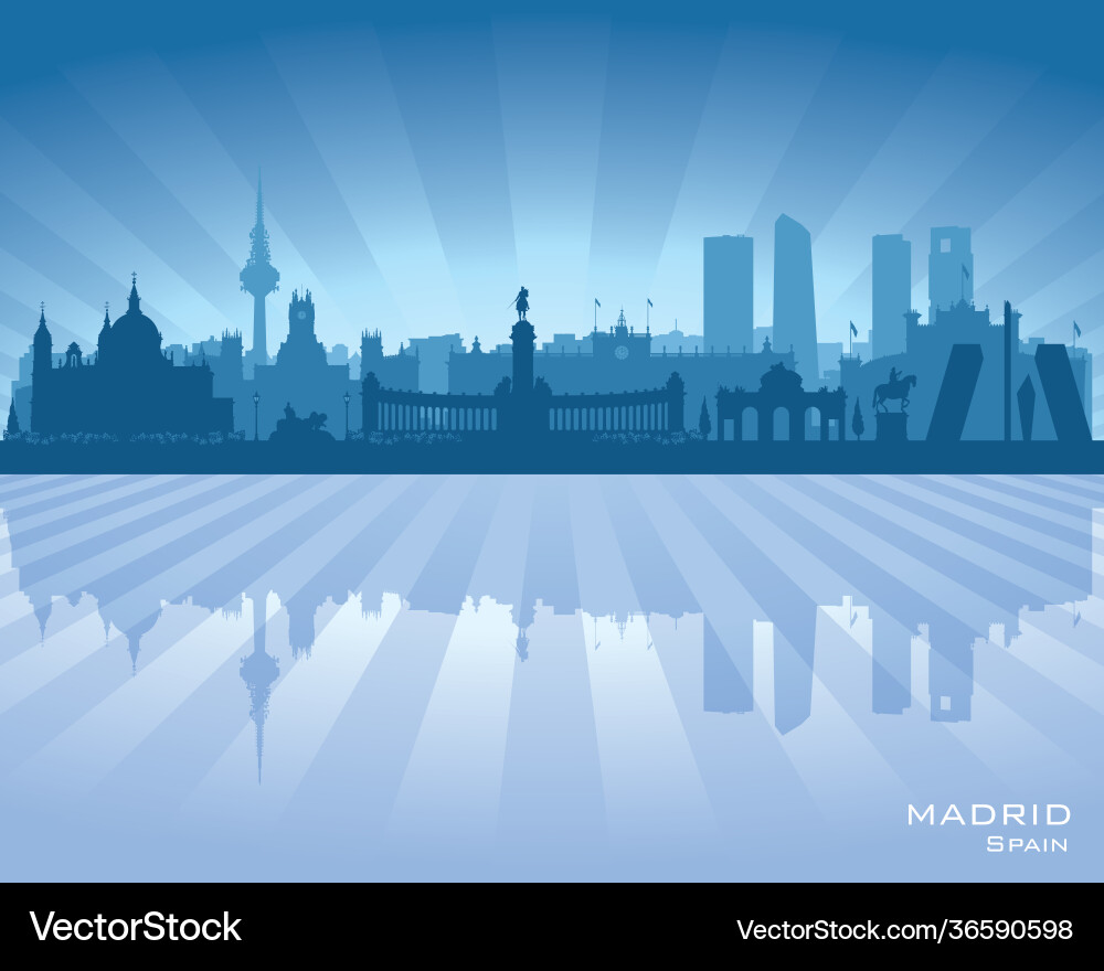Madrid Spain Stadt Skyline Silhouette Madrid Spain Stadt Skyline Silhouette vektorbild