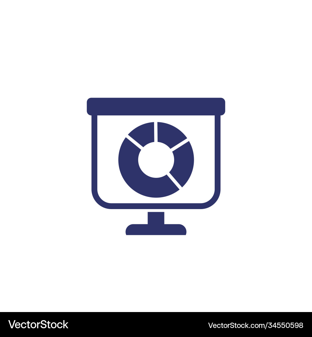 Presentation with pie chart icon vector image