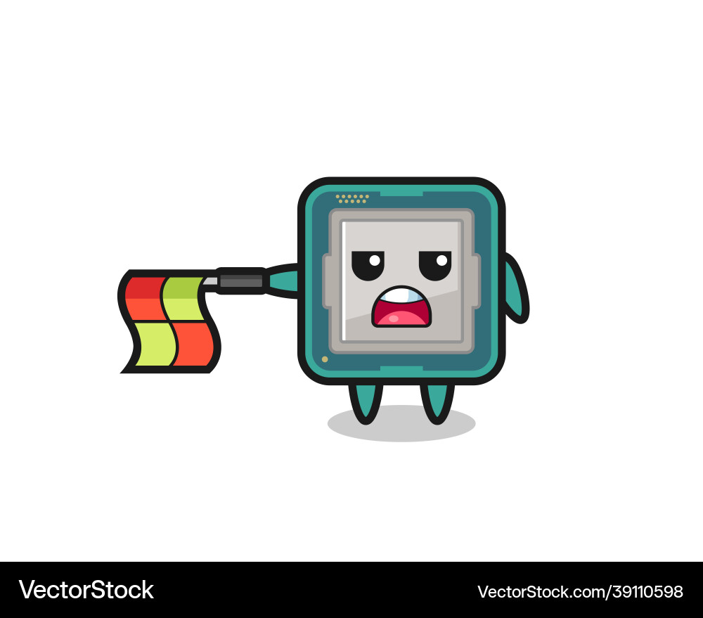 Processor character as line judge hold the flag Processor character as line judge hold the flag Vector Image