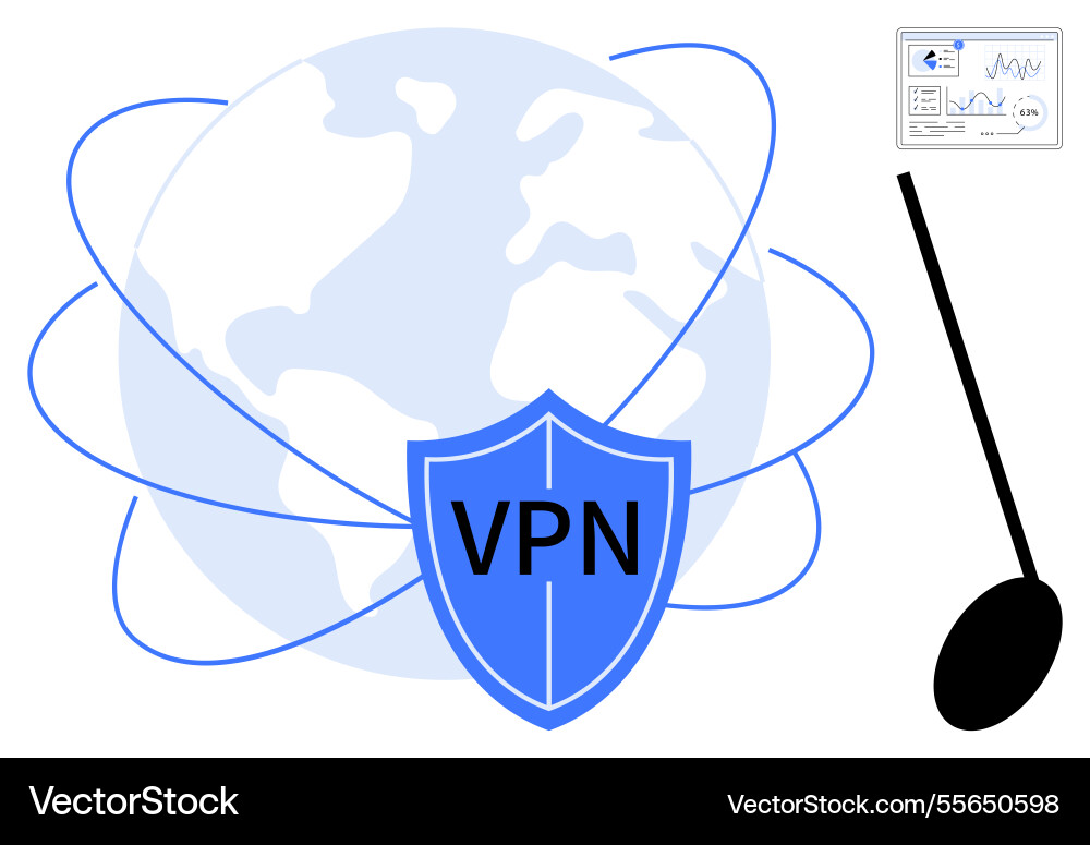 Secure vpn shield protecting global internet Vector Image