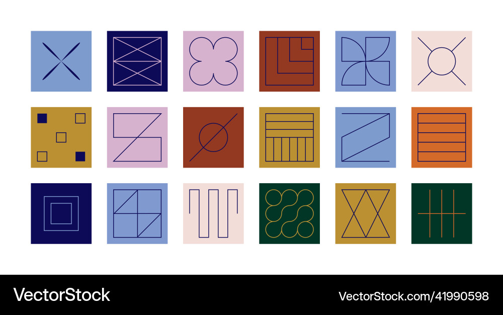 Set of simple geometric abstract thin line icons Set of simple geometric abstract thin line icons vector image