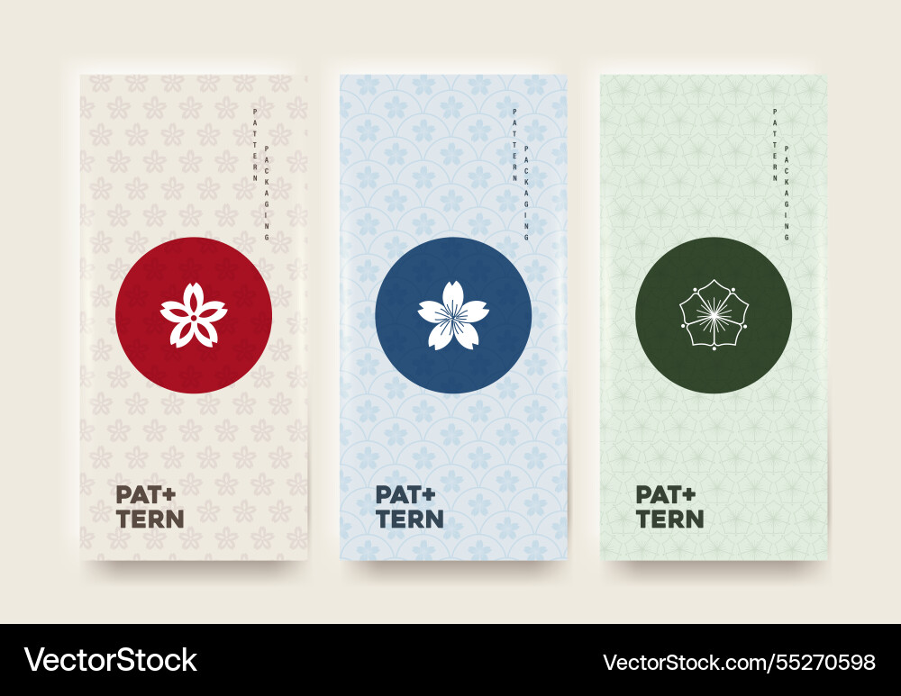 Set Verpackungsvorlagen Blumen japanisch von Luxus Set Verpackungsvorlagen Blumen japanisch von Luxus vektorbild