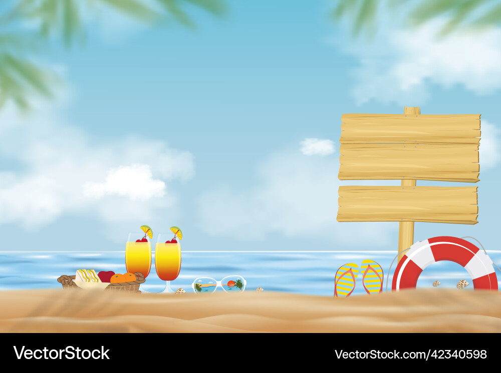 Summer holiday background with blue ocean could Summer holiday background with blue ocean could vector image