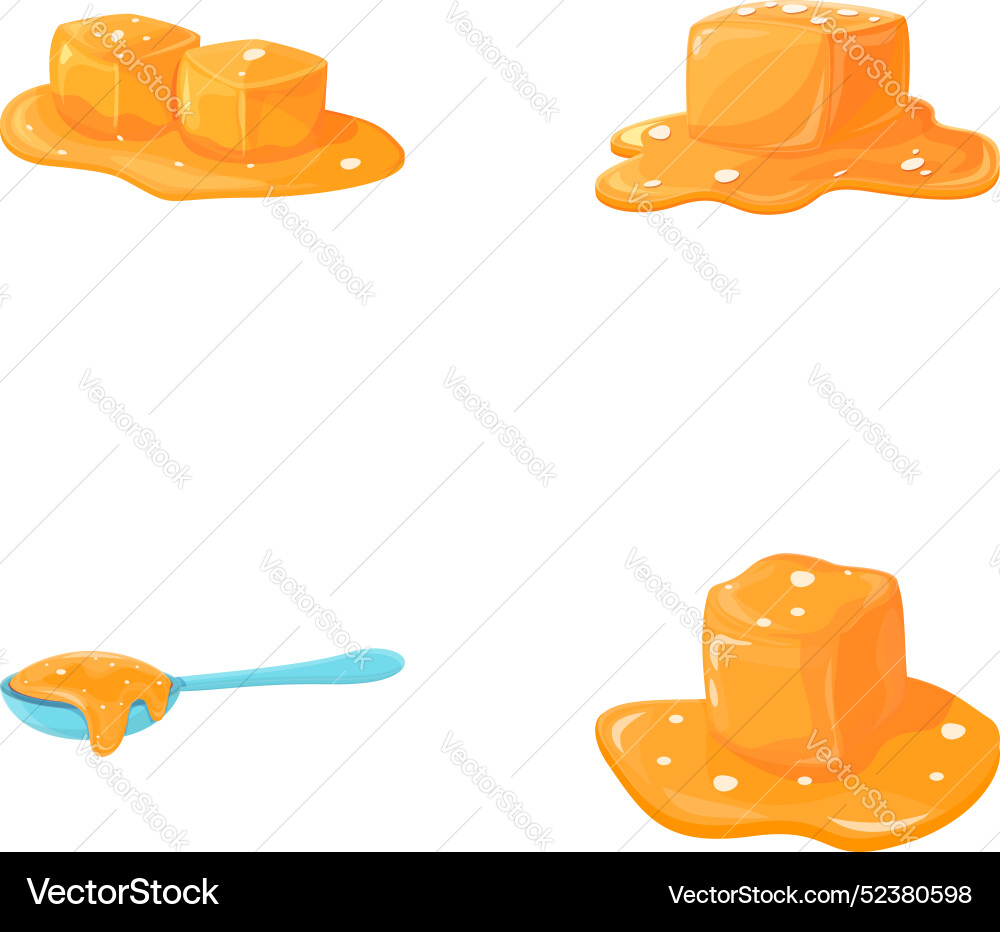 Toffee caramel icons set cartoon melted Toffee caramel icons set cartoon melted vector image