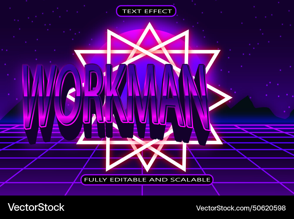 Workman editable text effect 3 dimension retro Vector Image