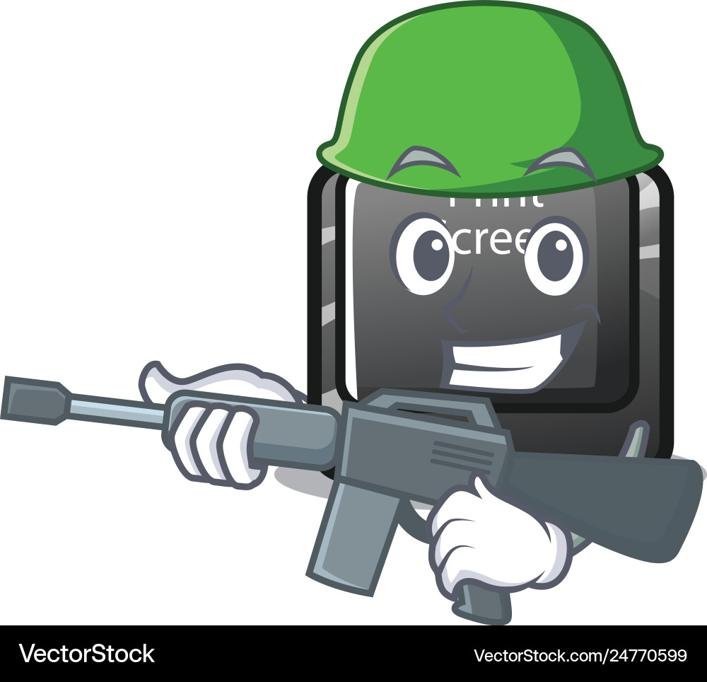 Armee Knopfdruck Bildschirm Computer Charakter Armee Knopfdruck Bildschirm Computer Charakter vektorbild
