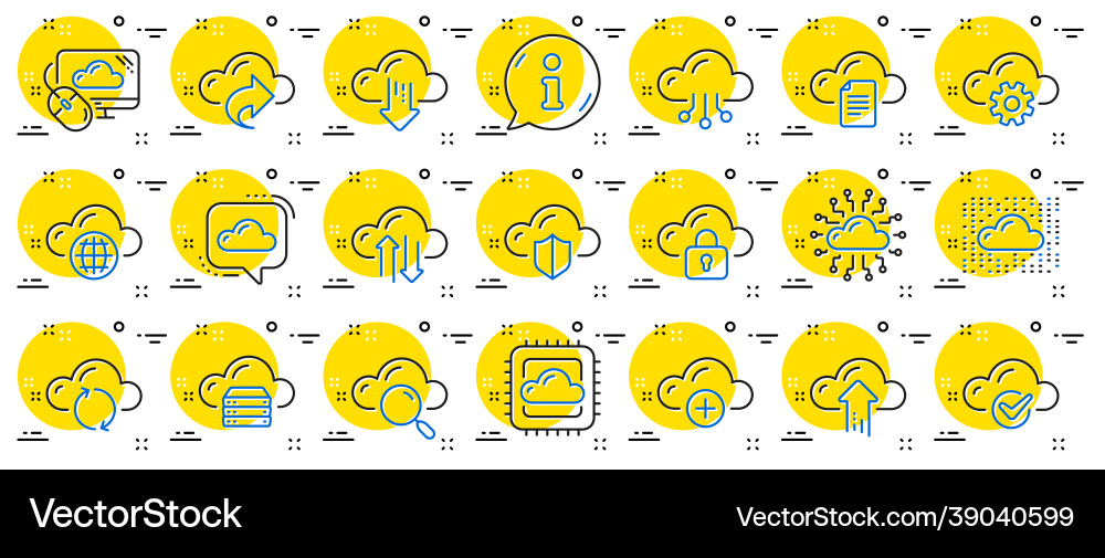 Cloud data and technology line icons set Cloud data and technology line icons set vector image