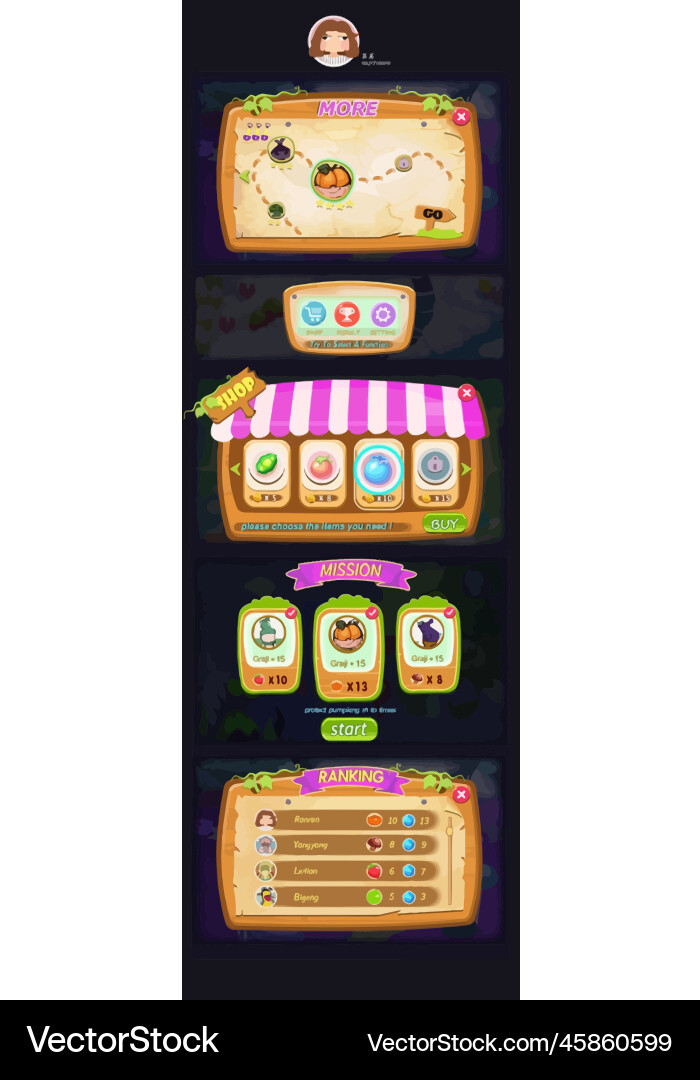 Complete set of level button game ui pop-up icon vector image