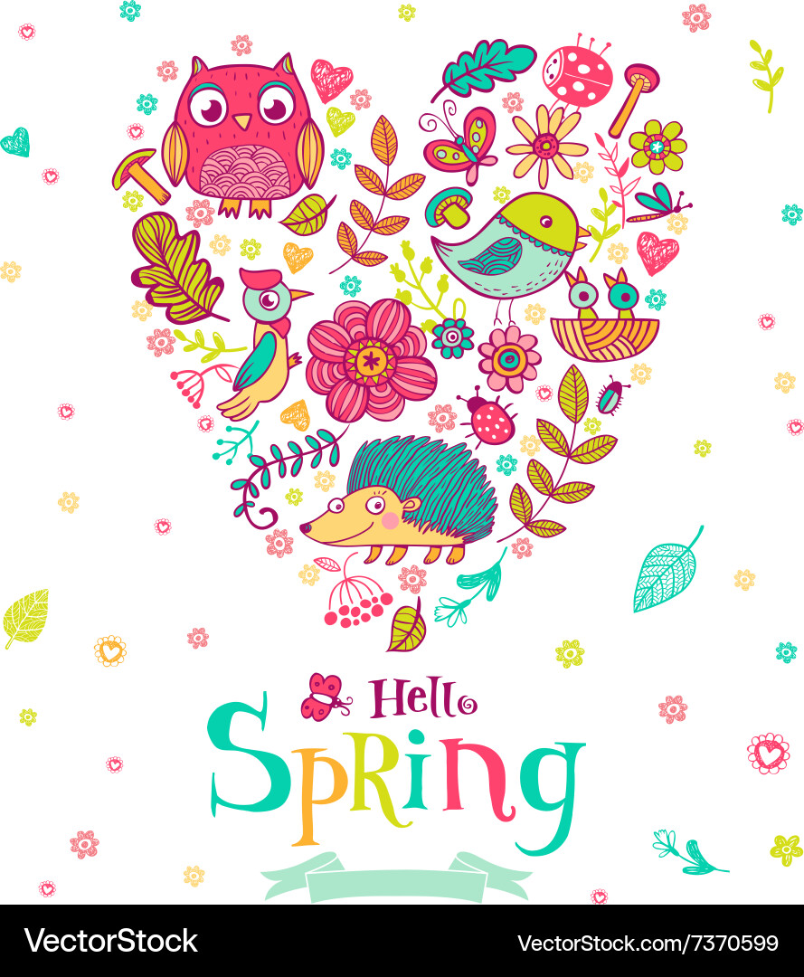 Cute Spring Doodle Banner Vector Image