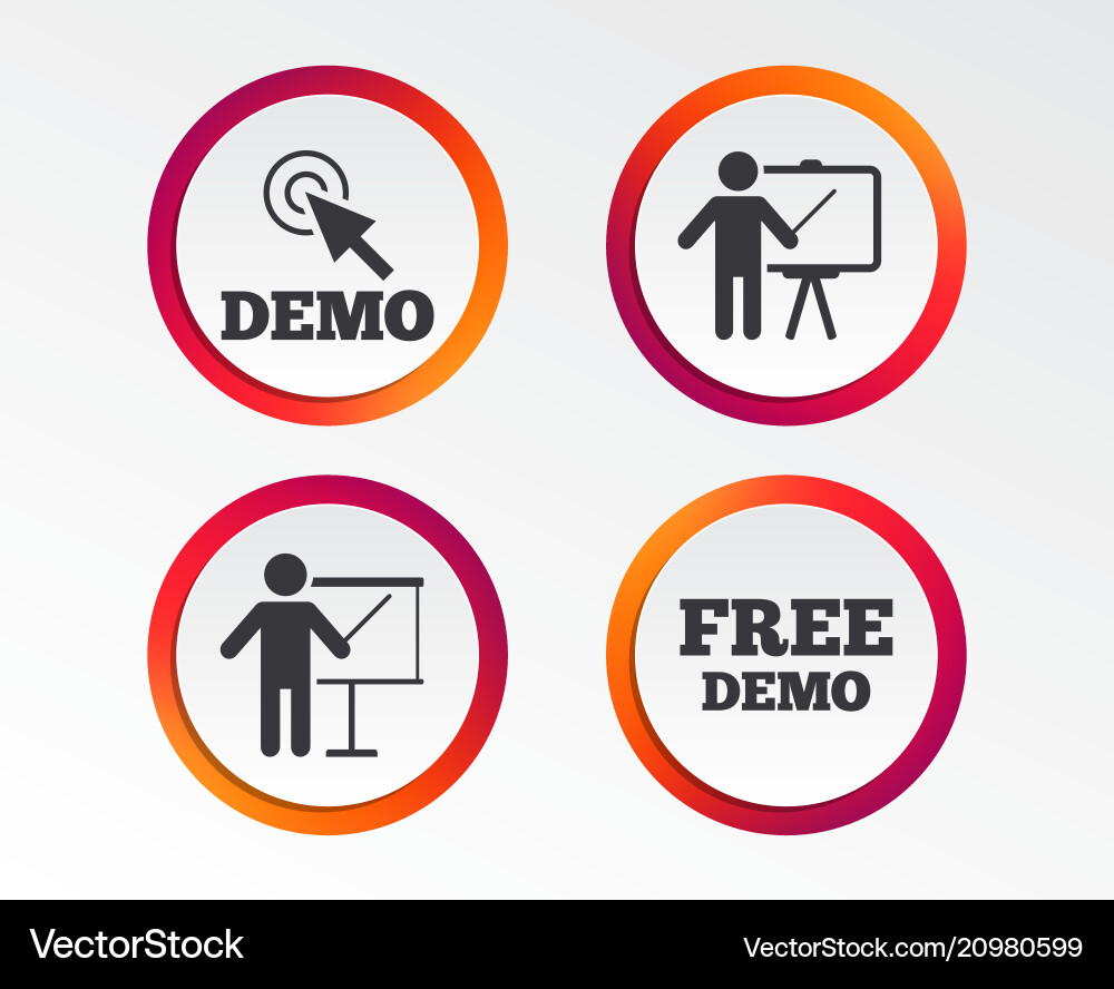 Demo with cursor icon presentation billboard Demo with cursor icon presentation billboard vector image