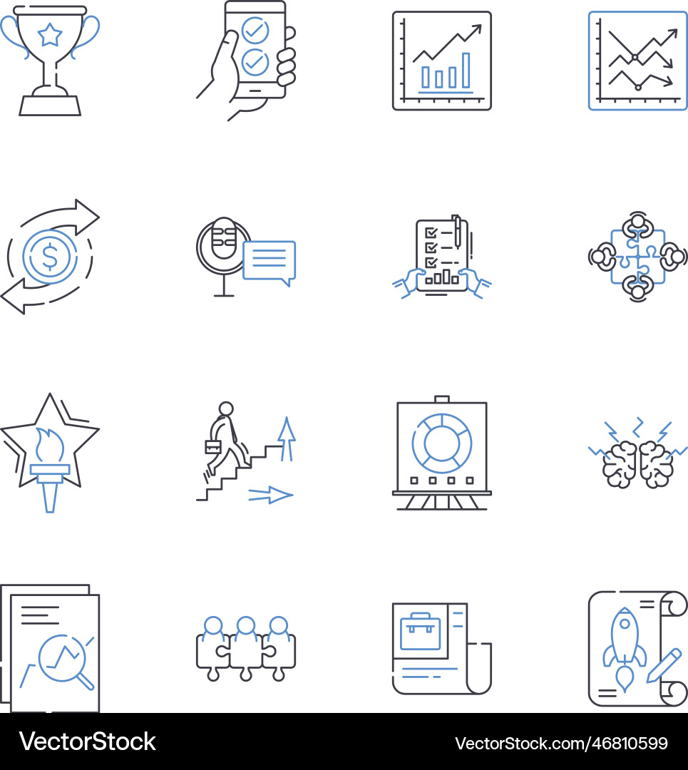 Development progress line icons collection Development progress line icons collection vector image