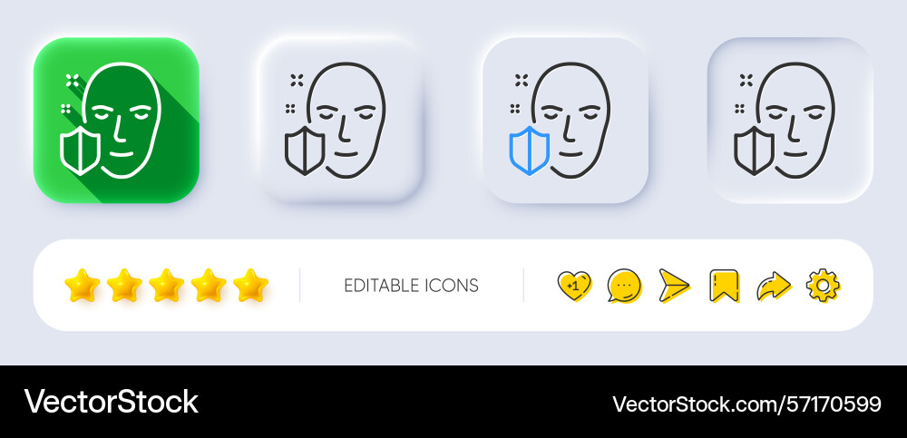 Face detection protected line icon secure access Face detection protected line icon secure access vector image